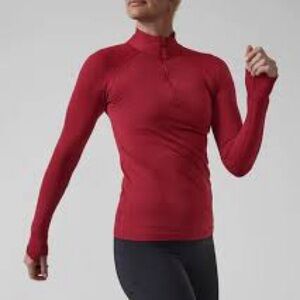 Athleta Momentum Half Zip in Decadent Red
